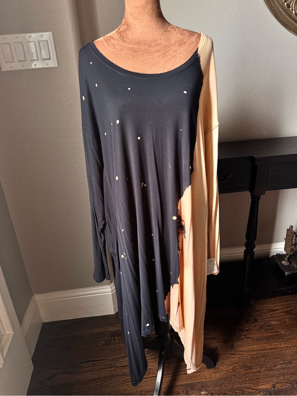 We The Free Bleach Tie Dye Oversized Asymmetrical Tunic Dress Medium NWT